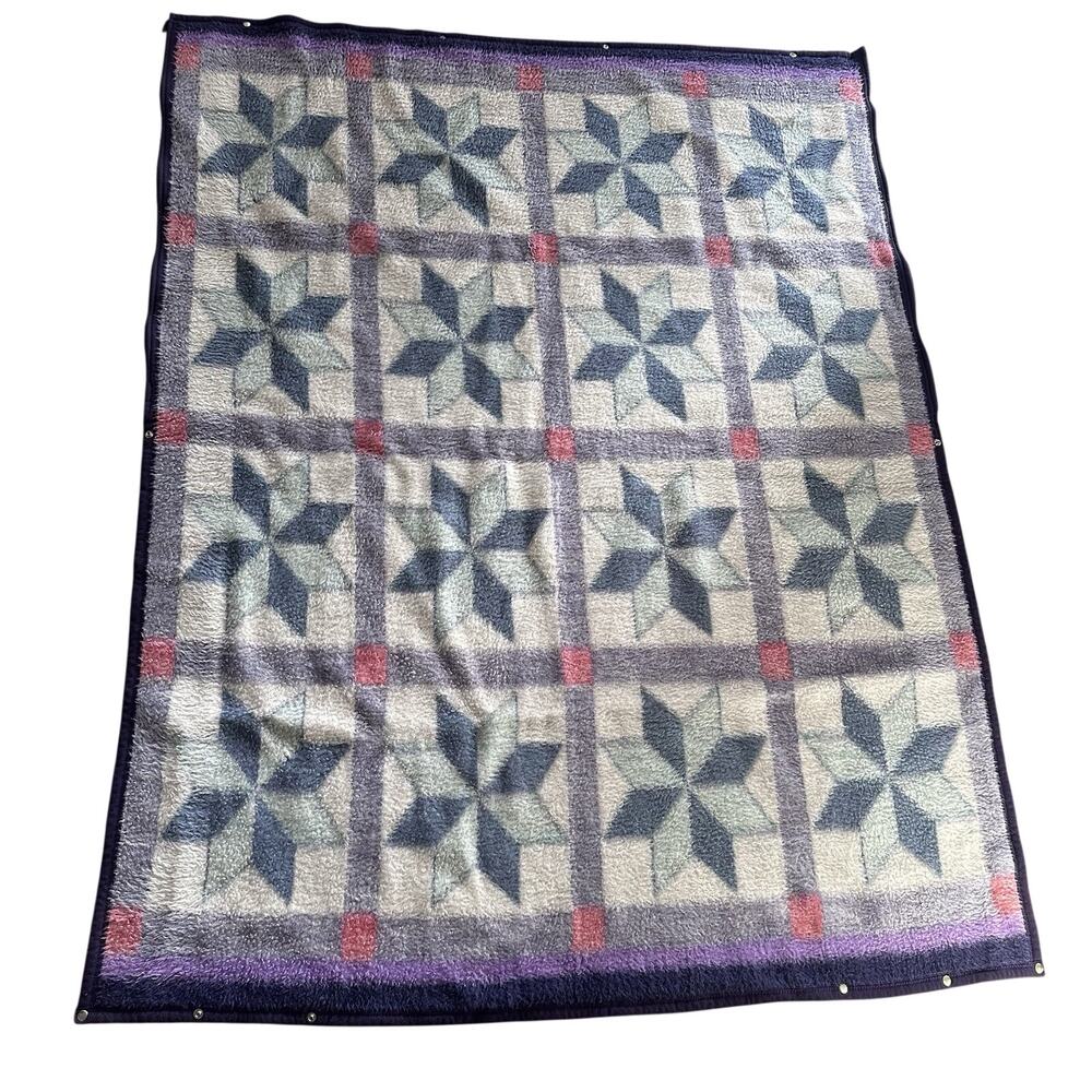 Biederlack Cuddle Wrap Stadium Blanket New England Star Block Print Zip Snap USA